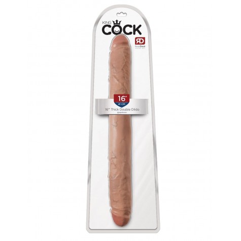 Кофейный двусторонний фаллоимитатор 16" Thick Double Dildo - 40,6 см.